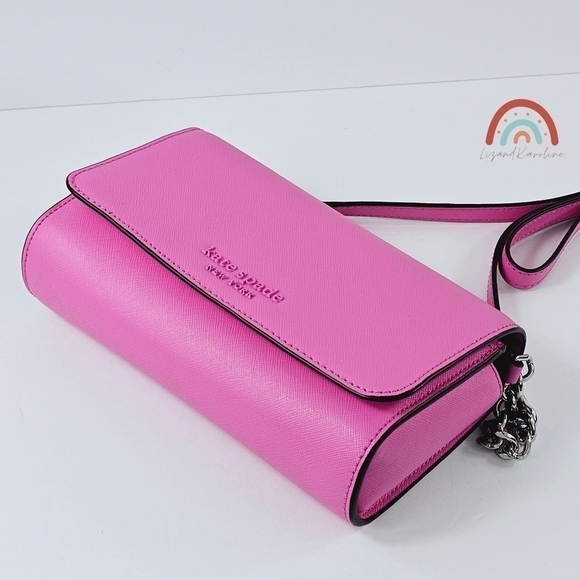 Kate Spade Cameron Monotone Barbie Pink Small Flap Leather Crossbody Bag - Picture 7 of 14